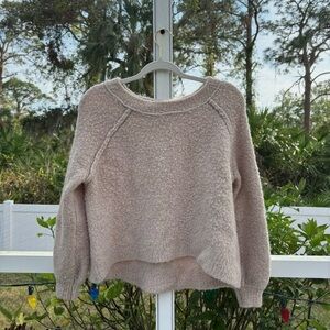 Beige/ Dusty Rose Fuzzy Sweater